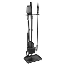 Lichamp Gothic Fireplace Tools Set, 5-Pieces Indoor Outdoor Sturdy Fire Place Poker Sets with Gothic Handle, FTS35BK