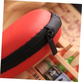 IWOWHERO Portable Coin Purse for Earbuds Red Zipper Case Earphone Organizer Lightweight Pouch for Cables and Items for Travel and Daily Use