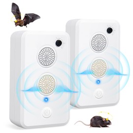 2 Pack Ultrasonic Bat Repellent Devices for Attic Porch House,Bat Deterrent Devices Keep Away Bats,Rechargeable Bats Repellents Ultrasonic Indoor Outdoor,Friendly to Human and Pet