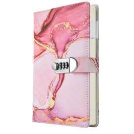 ARRLSDB Lock Diary for Girls, Diary with Lock A5 Lockable Journal 240 Pages 100 GSM Secrets Journals with Combination Passwords (Pink)