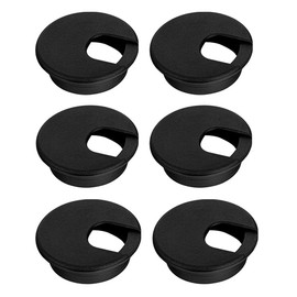 LepoHome 6 Pack 2 Inch/50mm Round Plastic Desk Grommets, Black Wire Organizer Caps, PC Computer Port Cable Hole Cover Plug Bushings, Perfect for Office Desk, TV Stands, Tabletops