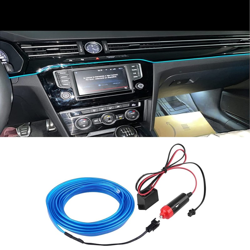 KIMISS DC 12V Car Panel Neon Lamp Strip Blue Cold