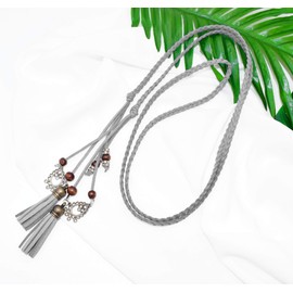 Exotic Women Waist Belt/Rope/Chain with Tassel and Beads in 8 Colors (grey)
