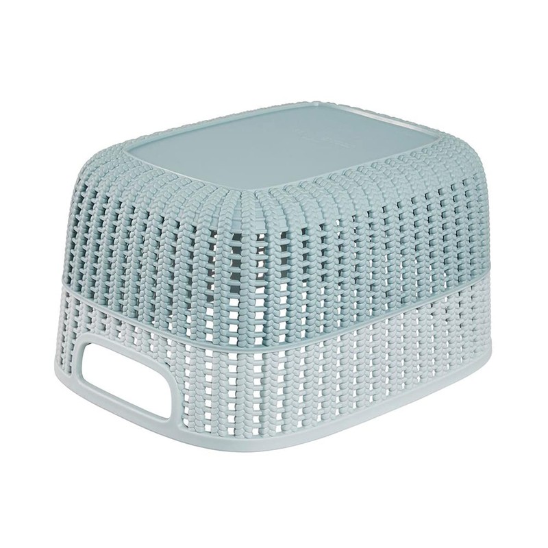 keeeper Storage Basket in Knitted Look, Side Handles, Breathable, Plastic,