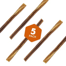 Best Bully Sticks Hickory Smoked Thick 12 Inch Bully Sticks - 5 Count (Pack of 1) - 100% Natural, Grain and Odor-Free, Smoky Aroma, No Additives, Grass-Fed