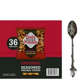 Dots Homestyle Pretzels Original Seasoned Twists – 36 Individual 1oz Snack Bags – Bold Savory Flavor, Perfect for On-the-Go, Lunches, or Sharing with Candy Freezer Gem Spoon
