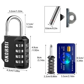 jjshund 2 Stck Vorh?ngeschloss Zahlenschloss, 4 Stellig Zinklegierung Schloss Mit Zahlencode, Metall Vorh?ngeschloss mit Zahlencode fr Spind Fitnessstudio Werkzeugkasten (Schwarz)