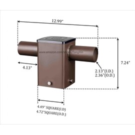 Double Tenon Adapter for 4 Inch Square Pole,Bronze Pole Light Bracket Mount with 2 Horizontal Tenons at 180 Degree,Powder Coated Light Pole Adapter,Steel,Slip Fitter Mount Converter