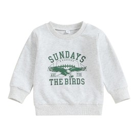 Karuedoo Toddler Baby Girl Boy Game Day Football Outfit Sundays Are for the Birds Crewneck Sweatshirt Long Sleeve Shirts Top(Gray, 18-24 Months)