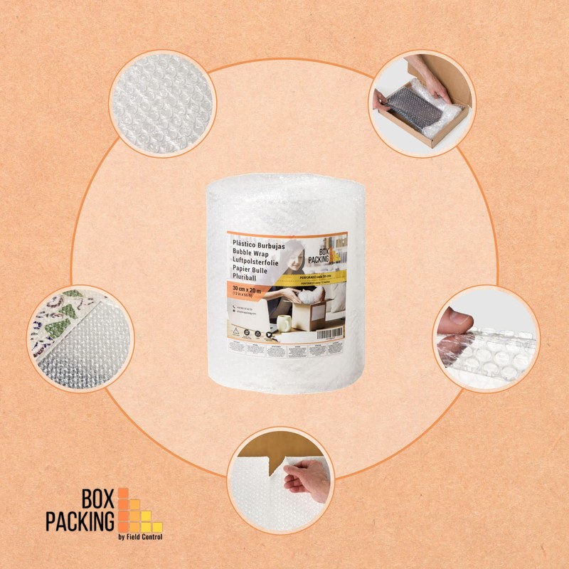 BOXPACKING Perforated Bubble Wrap Roll 30 cm Wide x 20