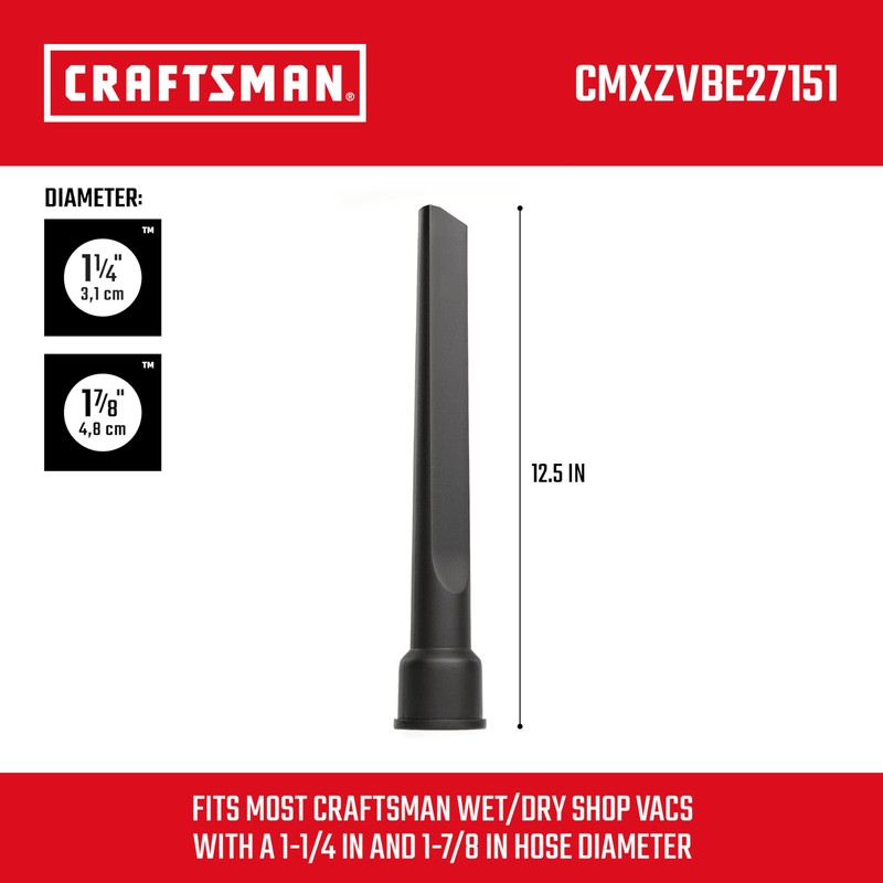 CRAFTSMAN CMXZVBE27151 1-1/4 and 1-7/8 inch DUAL-FIT Crevice Tool Wet