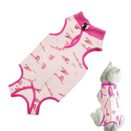 Cat Wound Surgery Recovery Suit for Abdominal Wounds or Skin Diseases, After Surgery Wear, Pajama Suit, E-Collar Alternative for Cats (M, Fox Pattern)