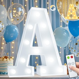 Elnsivo Light Up Letters, Cool White and Warm White Marquee Letters with Remote, Alphabet Letter Sign Battery Powered for Birthday Graduation Wedding Party Christmas Lamp Home Wall Decor, Letter A
