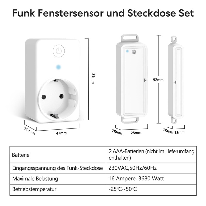 TangVita Window Contact Switch with Window Sensor, Wireless Exhaust Control