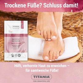 TITANIA® Urea Foot Bath Salt 40 g, Softens Calluses & Nourishes Dry Feet, 25% Urea & Almond Oil, Vegan, No Microplastics, Dermatologically Tested, Made in Germany