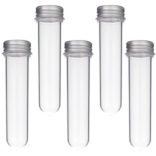 5 Pcs 30ml Plastic Test Tubes with Lid, Clear Test