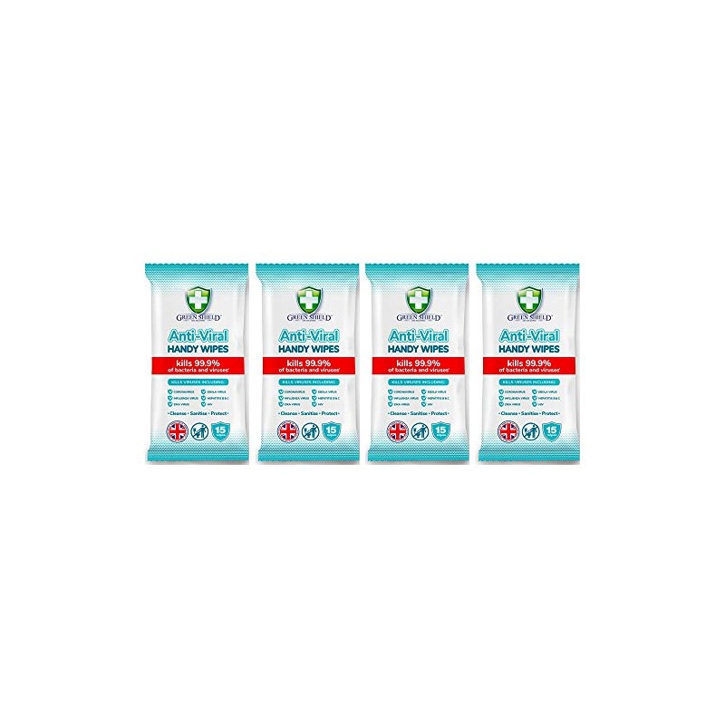 GreenShield Anti-Viral Handy Wipes 15's Kills 99.9% of Bacteria (4