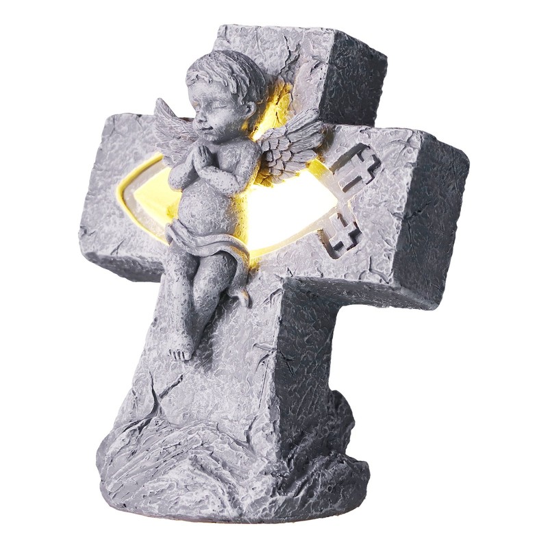 Angel Statue Hollow Design Cute Appearance Environmentally Friendly Resin Light