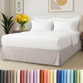 Pleated Bed Skirt King Size - 3 Sided Pleated Bed Skirt King - Ultra-Soft, Easy Fit with 18 Inch Tailored Drop - Hotel Quality, Wrinkle & Fade Resistant - for Women, Men, Kids and Teens - Light Grey