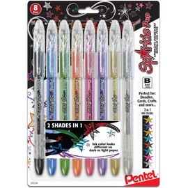 Pentel Pentel Sparkle Pop Metallic Gel Pen, (1.0mm) Bold Line, Assorted Colors, Pack of 8 (K91BP8M)