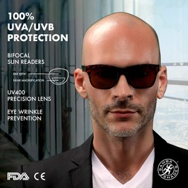 SAMBA SHADES Bora Tortoise Bifocal Sun Readers Classic Sunglasses for Men and Women Brown +2.50