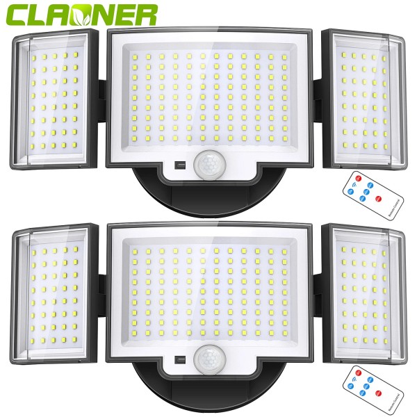 CLAONER 2 Pack 188LED Security Light Motion Sensor Outdoor 3