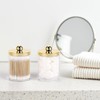 Tbestmax 10oz Qtips Holder - Plastic Apothecary Jar with Gold