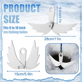 Otoolling 2 Pcs Ice House Anchors Ice Augers for Securing Flip Over Shelter Pop Up Tent Or Shanty Self-Adjusting Anchor to Fit Hole Up to 10 Inches Portable Winter Fishing Equipment