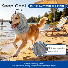 Nanaki Anti- Sunburn Dog Ear Cover, Cooling Snood for Hot Days,Grey,S