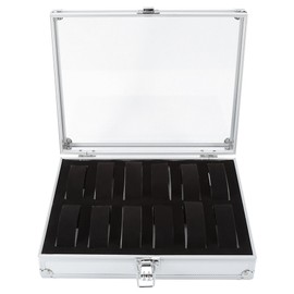 12-Slot Watch Box Organizer Jewelry Box Watch Case, Men & Women Watch Display Case with Pillow, Silver Watch Box for Men, Elegance and Excellence Jewelry Display Case with Clear Top/Metal Buckle