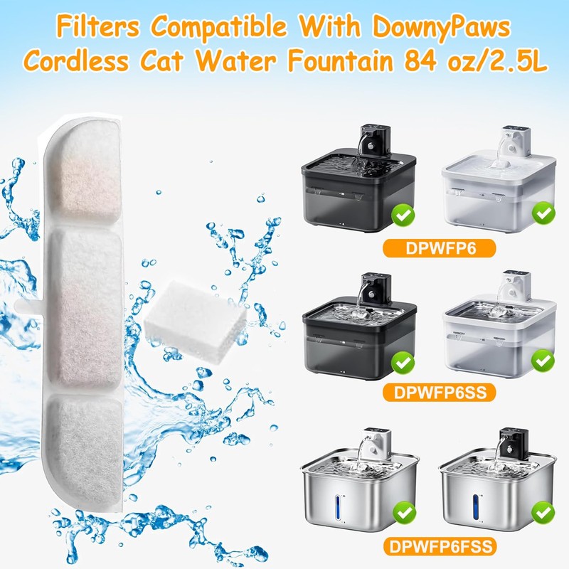16 Packs Replacement Filters Compatible with Downy Paws Cat Water
