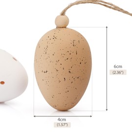 Gallop Chic 16 x Easter eggs for hanging, decorative Easter eggs made of plastic, decoration for Easter, size: 6 x 4 cm (16 pieces, brown/white)