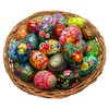 Rumikrafts Handpainted Wooden Easter Eggs (Set of 18, with Basket)