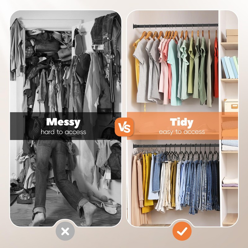Closet Rods for Hanging Clothes 17 to 87 Inches Metal