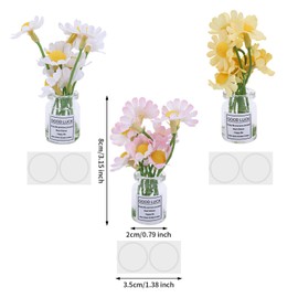 3pcs Flower Car Dashboard Decoration, Floral Car Decoration Cute Auto Ornaments for Dashboard Aesthetic Auto Interior Accessories Funny Gifts for Women Men (Daisy Style)