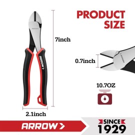 ARROW 8-in High Leverage Diagonal Pliers High Carbon Steel Diagonal Wire Cutters