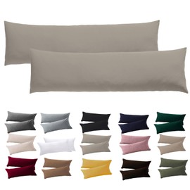 Soifox Side Sleeper Pillowcases, 40 x 145 cm, Set of 2, Taupe, with Zip, 100% Microfiber, Resistant and Hypoallergenic