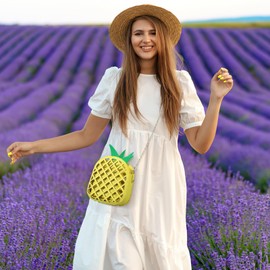 VALICLUD Fruit Shoulder Bag Fruit Shoulder Purse Bag Pineapple Purse Phone Pouch Hawaiian Purse Grils Handbag Lemon Purse Womens Shoulder Handbags Jelly Travel Minimalist Polyester Straw