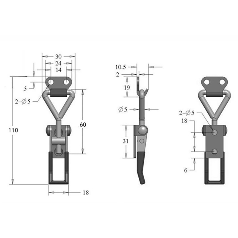 Black Toggle Latch Clamp, Heavy Duty Adjustable Toggle Clamp for