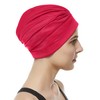 Beemo Women’s Swim Bathing Cap Turban Polyester Latex Lined-2pk WH/RE