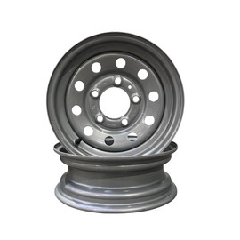 Taskmaster Vesper 2-Pack Steel Silver Modular Trailer Wheel Rim 12x4 on 5x4.5 Bolt Pattern 3.19 Center Bore 1250 Load Carry Capacity