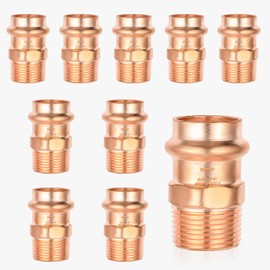 (Pack of 10) EFIELD Press Copper Fittings,1/2-Inch Press x 1/2-inch Male NPT Copper Adapters