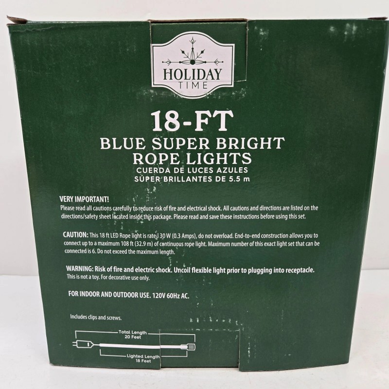 Holiday Time - 18 Ft Blue Super Bright LED Rope