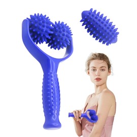 TPZORJX Massageroller Mit Griff,Auswechselbare Massage Roller mit 3 Igelball Massageball,Selbstmassagerolle,Massagegerät Fascia Ball,Igelball Fußmassage für Beine RüCken Arme Schultern(Blau)