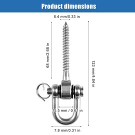 Pack of 2 Robust Swing Hangers with Ball Bearings, Heavy Duty 180° Swing Hooks 12.3 cm, 180° Swing Screw Set Brackets, Stainless Steel Swing Hardware for Playground, Yoga, Hammock, Rope Chair