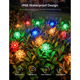 Brightown 50 LED Flower Solar String Lights Outdoor Waterproof, Multicolor Solar Powered Fairy Lights with 8 Lighting Modes for Garden Fence Yard Patio Christmas Tree Party Wedding Decor