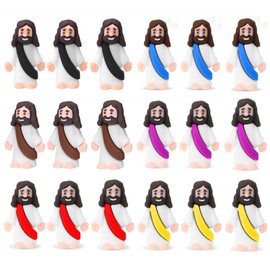 Nayalba Mini Jesus Figures for Religious Party Favors Sunday School Baptism Easter Egg Stuffers Church Christmas Activities Nativity Set Gifts (18, Multicolor)