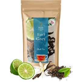 Majestic Tea_ EARL GREY| English Classic| Citrusy Bergamot With Hint of Vanilla Flavor |Black Tea | Natural ingredients| Non-GMO |Pyramid Tea bags 50 Count.