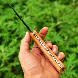 Damascus Custom Handmade Double Edged Dagger Knife With Leather Sheath