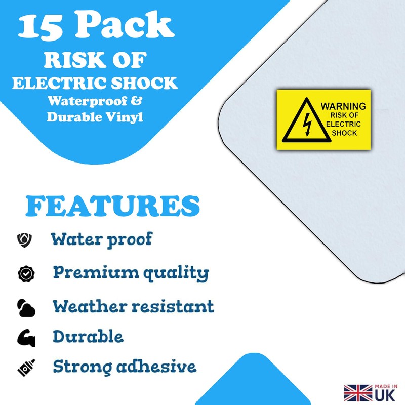 15 Pack - Warning Risk of Electric Shock Stickers -